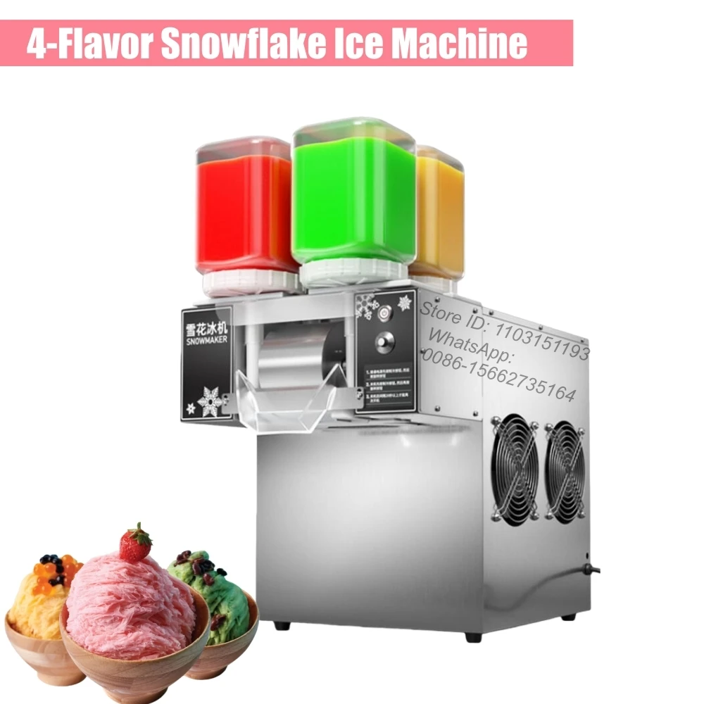 Commercial Snow Cone Ice Making Machine, 4 Buckets Big Capacity Automatic Snowflake Ice Shaver