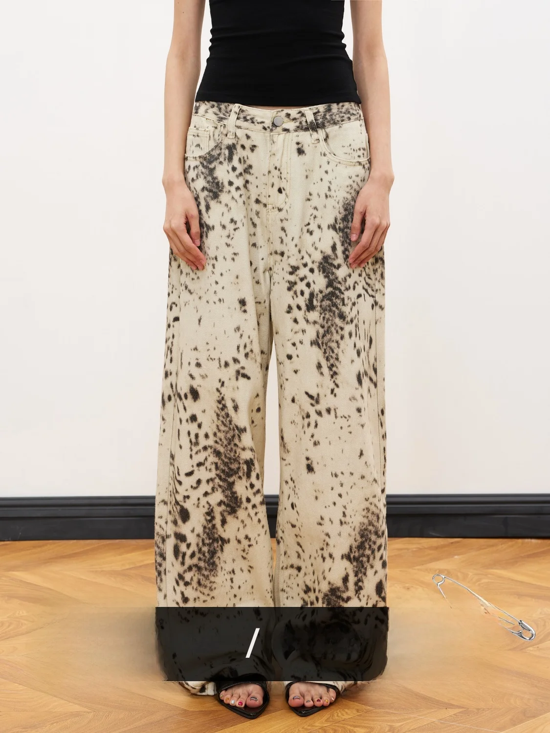 JUNECUT American Style Leopard Print Straight Leg Jeans Loose Wide Leg Hot Girl Pants Women's Jeans Summer Natural Waist
