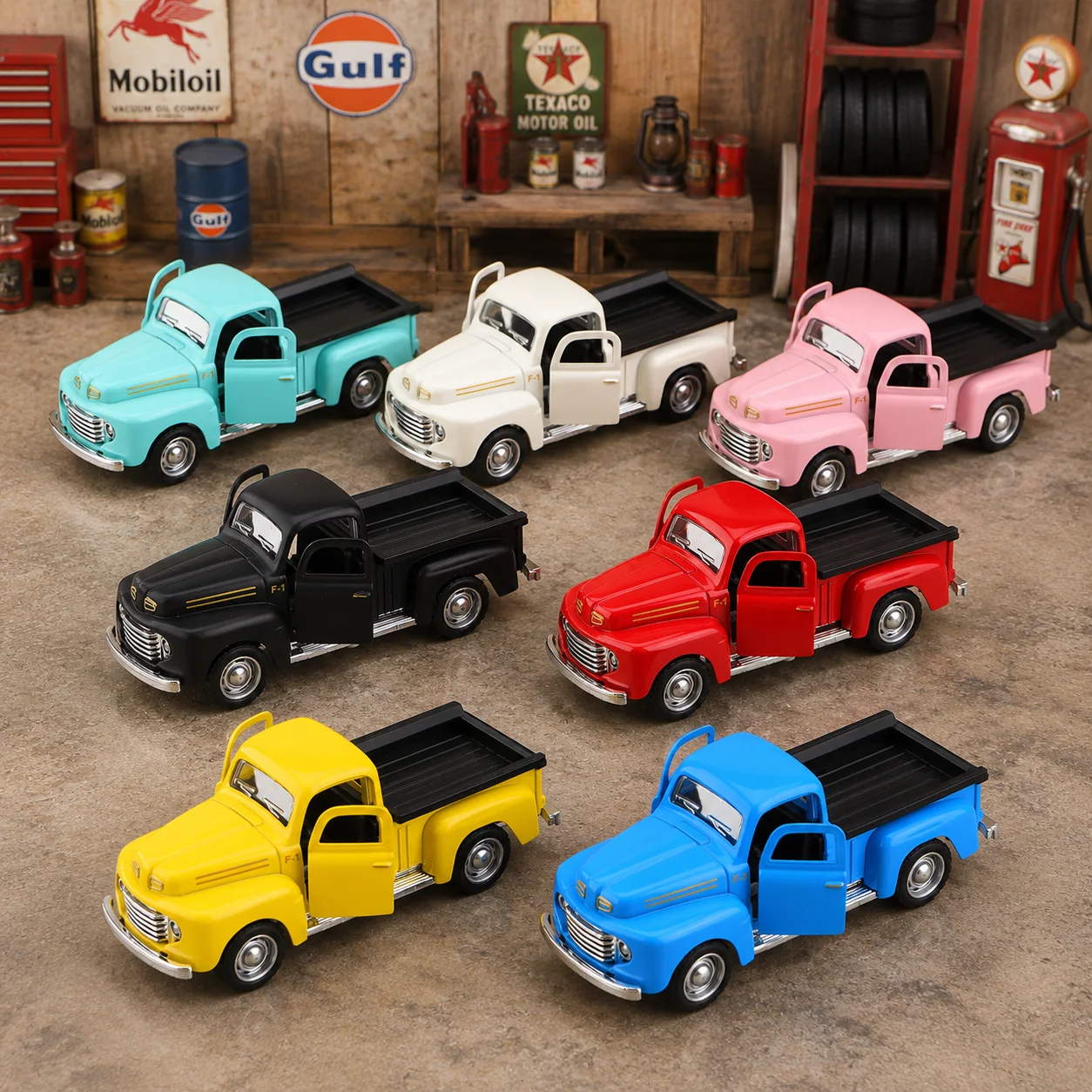 (Corrugated Box) 1/36 Scale, Vintage Classic Pickup Truck Style Toy Car, Powerful Spring, Metal Casting, Boy's Toy, Best Gifts