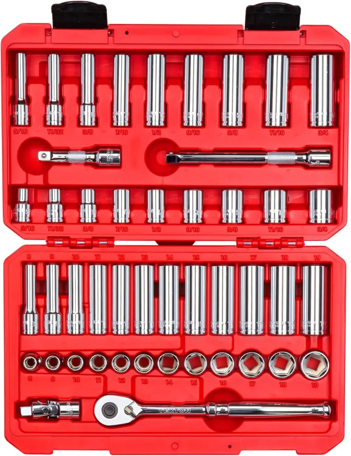 

3/8 Inch Drive 6-Point Socket and Ratchet Set, 46-Piece (5/16-3/4 in., 8-19 mm) | SKT15301