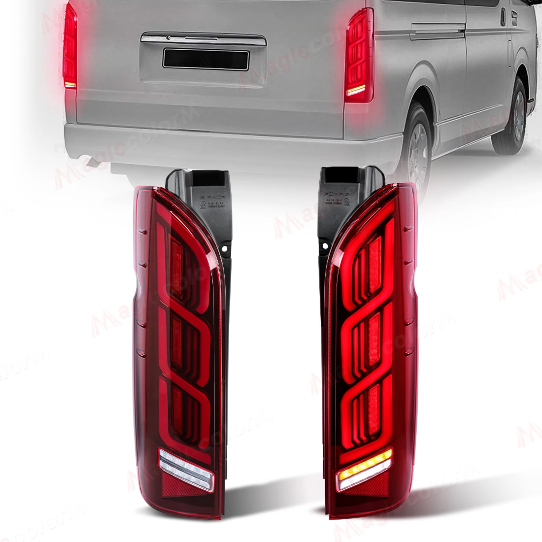 2PCS For Toyota Hiace 2005 2006 2007 2008 - 2015 2016 2017 2018 Car Tail Lamps LED Driving Turn Signal Brake Reverse Taillights