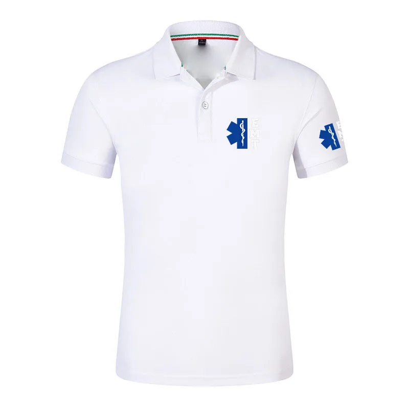 2026 EMT Emergency Ambulance Print Summer Mens High Street Fashion Casual Versatile Turn-down Collar Short Sleeve Polo Shirt Top