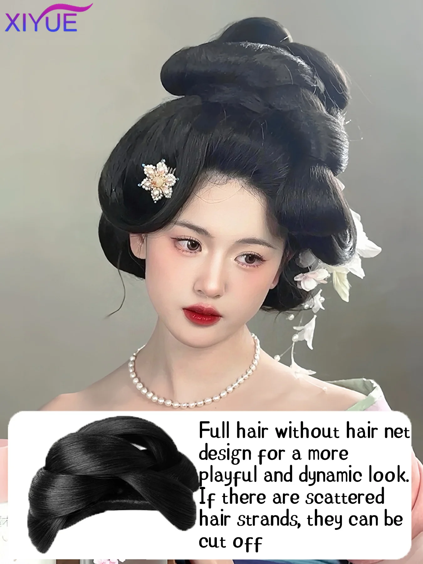 Synthetic Hanfu Wig Female Ancient Style Hair Bag Tang Style Ancient Costume Back Pressed Bun Party Role Play Daily Pad Hair Bag