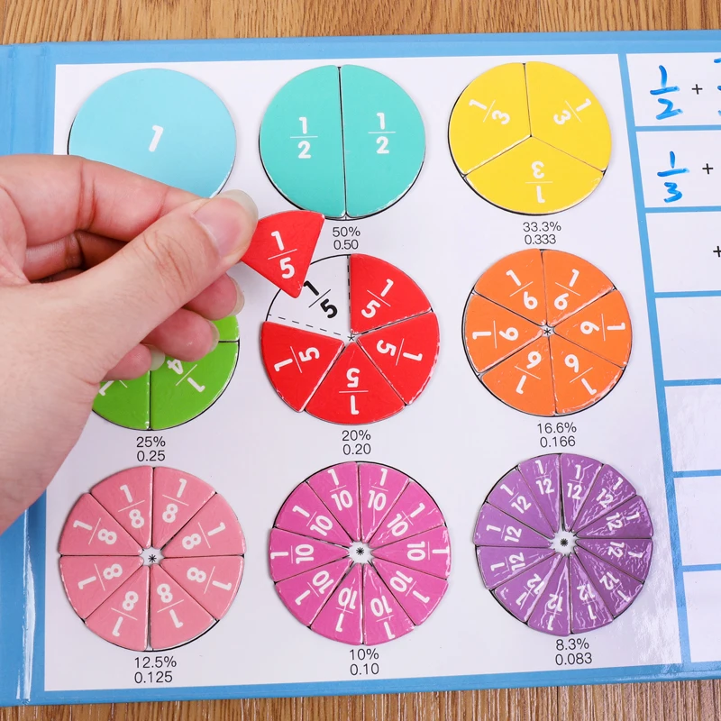 Giocattoli educativi matematici per bambini, frazioni, apprendimento aritmetica, stile libro, apprendimento precoce Montessori