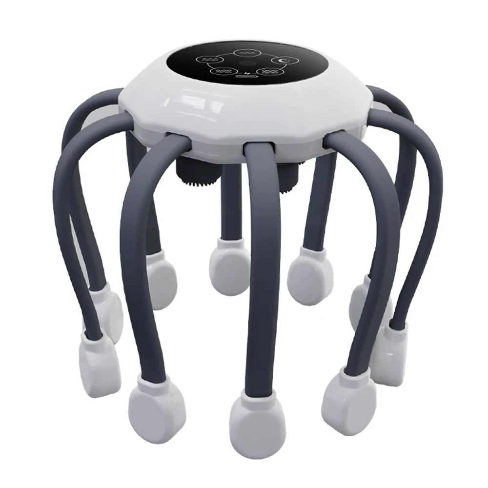 

Электрический массажер для головы в форме осьминога, 10 когтей, интеллектуальный 5 режимов, перезаряжаемый инструмент для релаксации кожи головы, успокаивающий инструмент, портативный