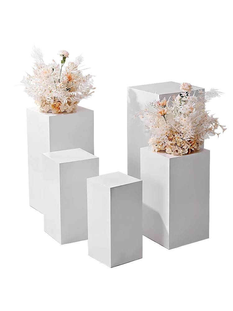 Luxury Glossy White Wedding Backdrops Store Window Props Column Cake Stand Flower Rack Candy Dessert Table Favors Gifts Holder