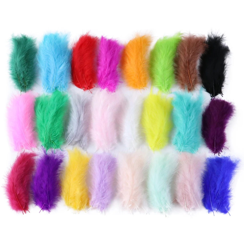 50Pcs Natural Turkey Marabou Feather 10-15CM Fluffy Dyed Feather FDiy Craft Wedding Dress Jewelry Plume Decorative Accessories