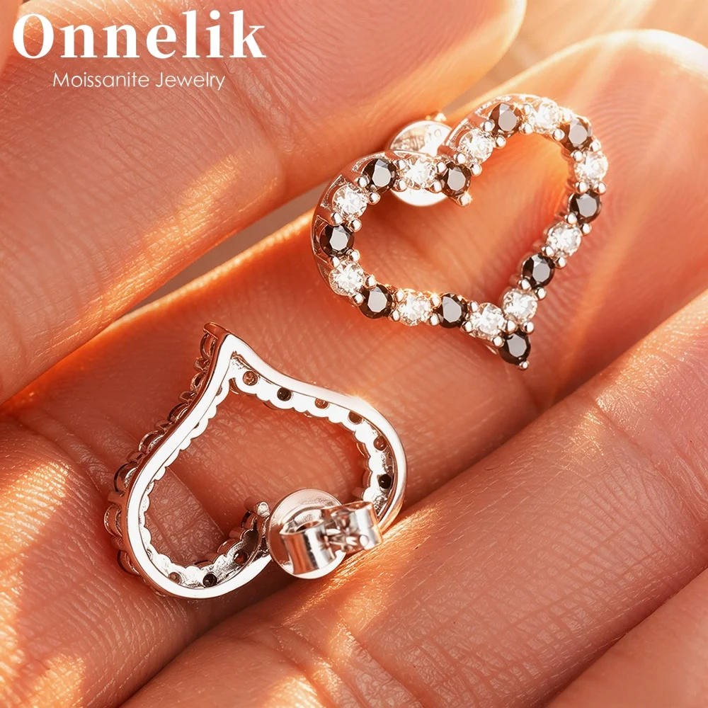 

Onnelik 40 Stone Cluster Moissanite Stud Earrings 1.5mm/2mm Black & White S925 Sterling Silver Fine Jewelry Gifts for Women