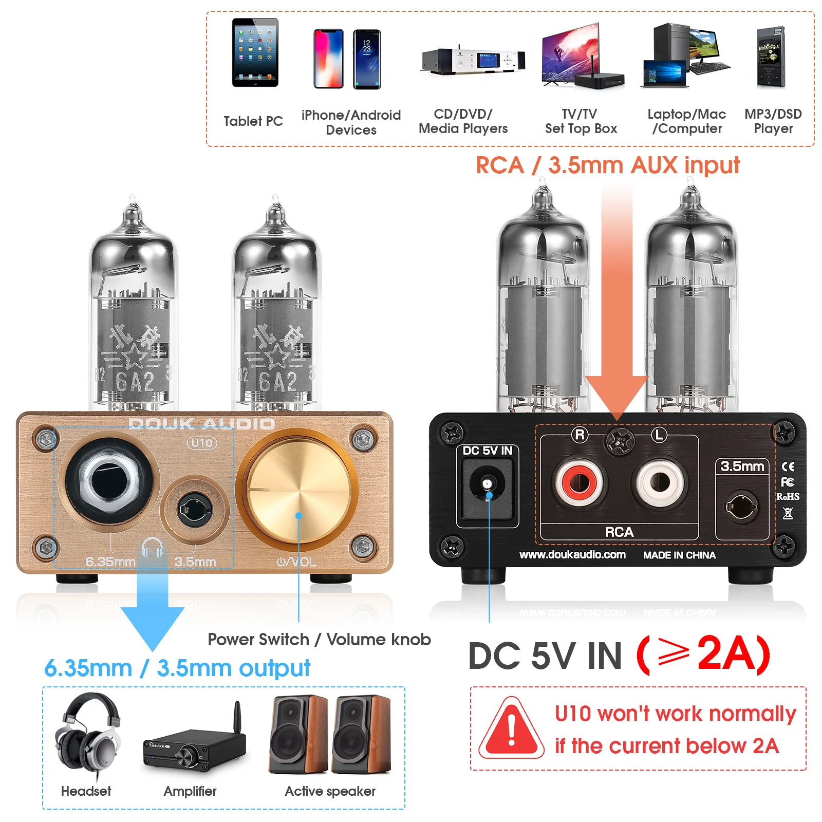 Усилитель для наушников Douk Audio U10, 6,35/3,5 мм