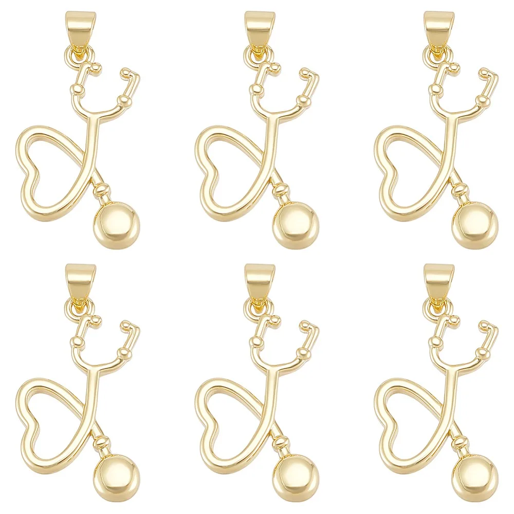 

1set 6pcs Brass Pendants Stethoscope 22.7x9.5mm