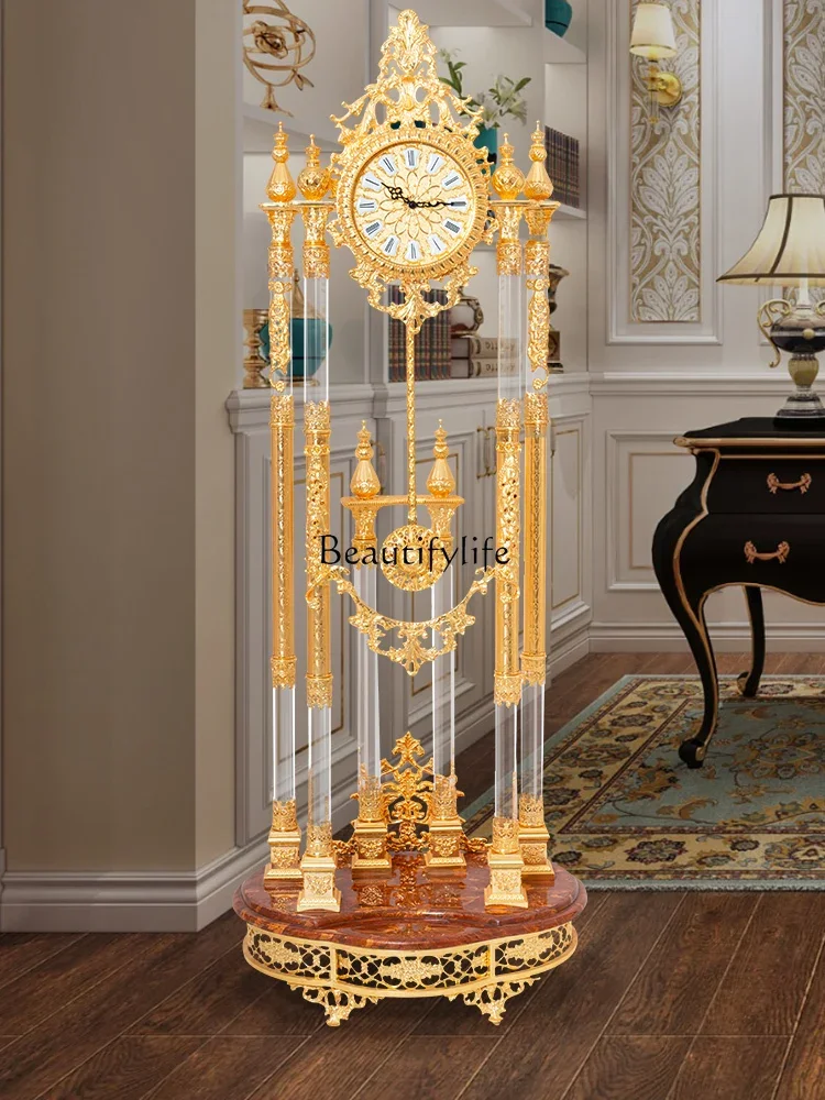 

yj5Seiko Quartz Movement European High-End Luxury Gold Pure Copper Floor Clock