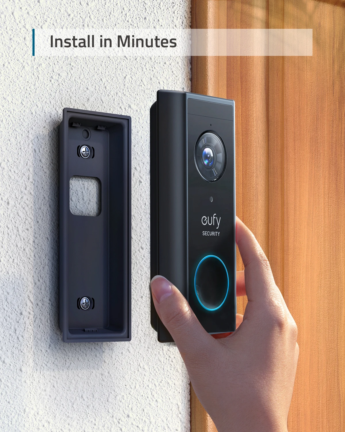 Top Security Video Doorbell Camera Kit, Alimentado por Bateria, Resolução 2K, Criptografado, Armazenamento Local, Sem Taxas Mensais, Smart Home