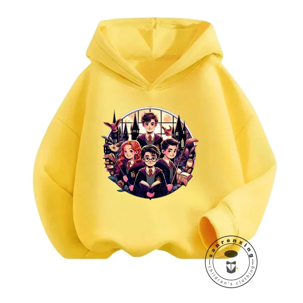 Explore the Wizarding World in Style Trendy Hoodies for Kids Featuring Popular Movie Scenes Q-Version Graphics for Hip-Hop Look