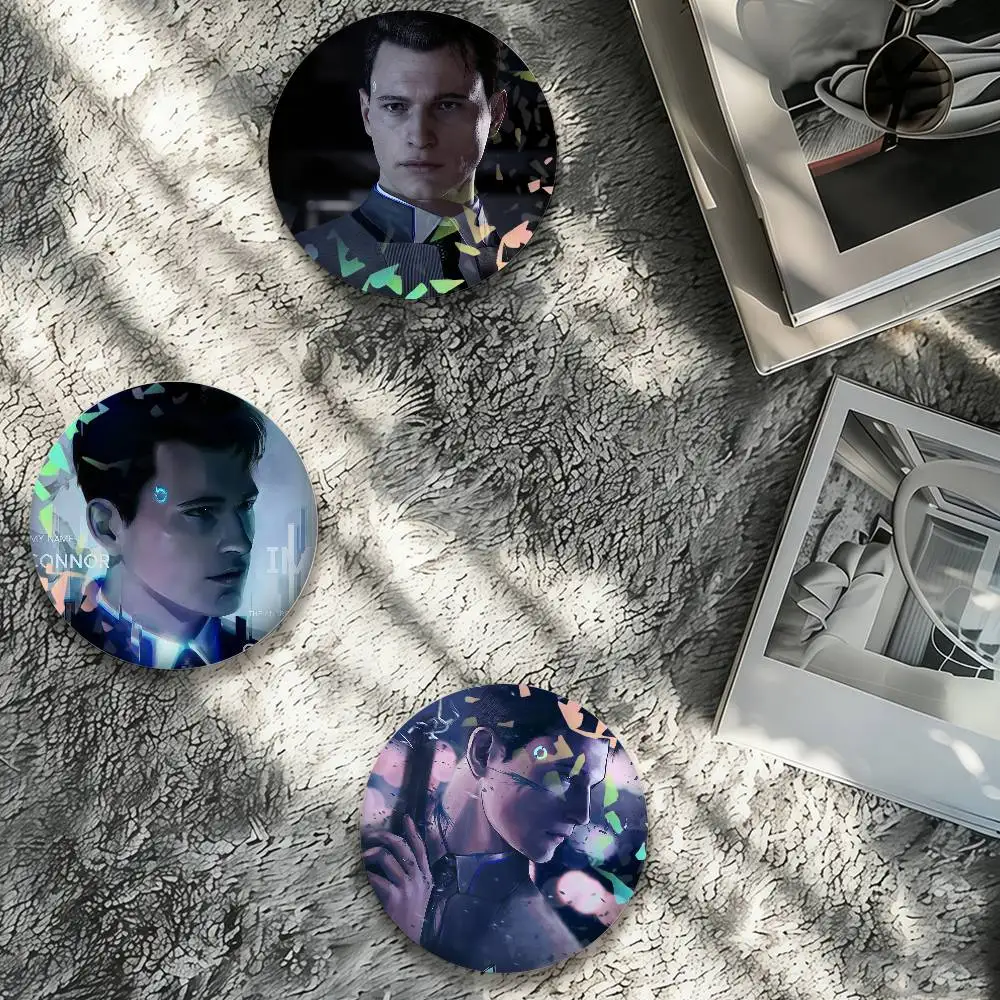 Game D-Detroit Become Human Laser Badge Creative Pins Brooch for Bag Clothes Hat Decor Gifts Fans Collect