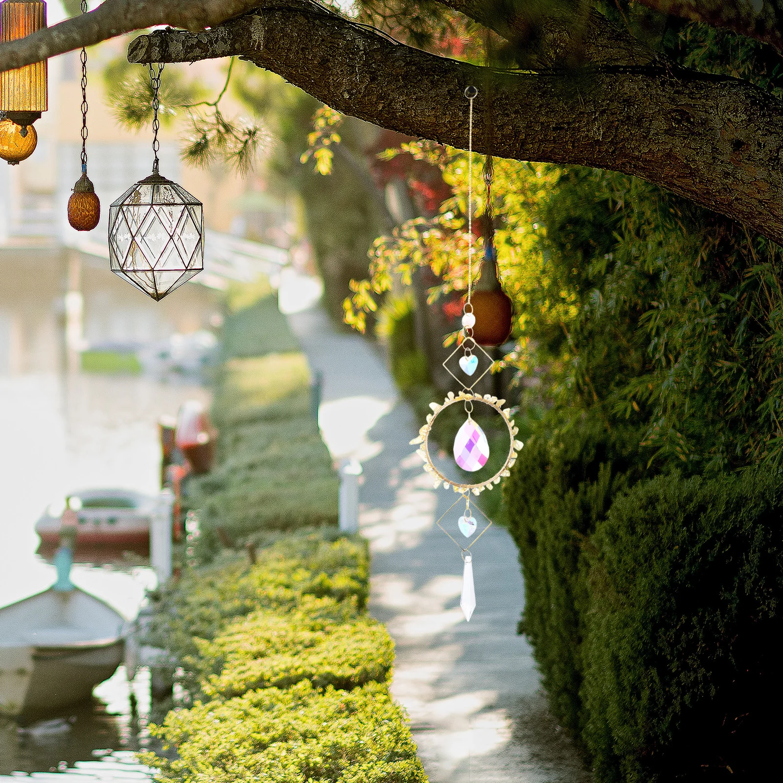 

Crystal Suncatcher Hanging Decor For Windows Indoor Outdoor Garden Prism Pendant Window Ornament Gift Women Home