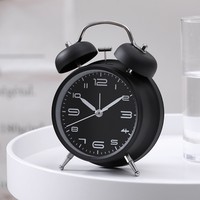 4 Inch Twin Bell Loud Alarm Clock Luminous Non-Ticking Student Alarm Clock Strong Wake-up Metal Frame Silent Table Clock