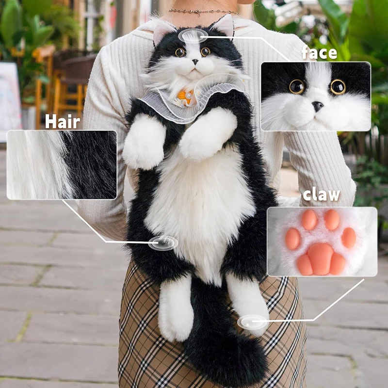 

2025 Fashion Black Cat Backpack Super Cute Birthday Gifts Interactive Companion Robot Cat Pets,Handmade Weighted Stuffed Animals