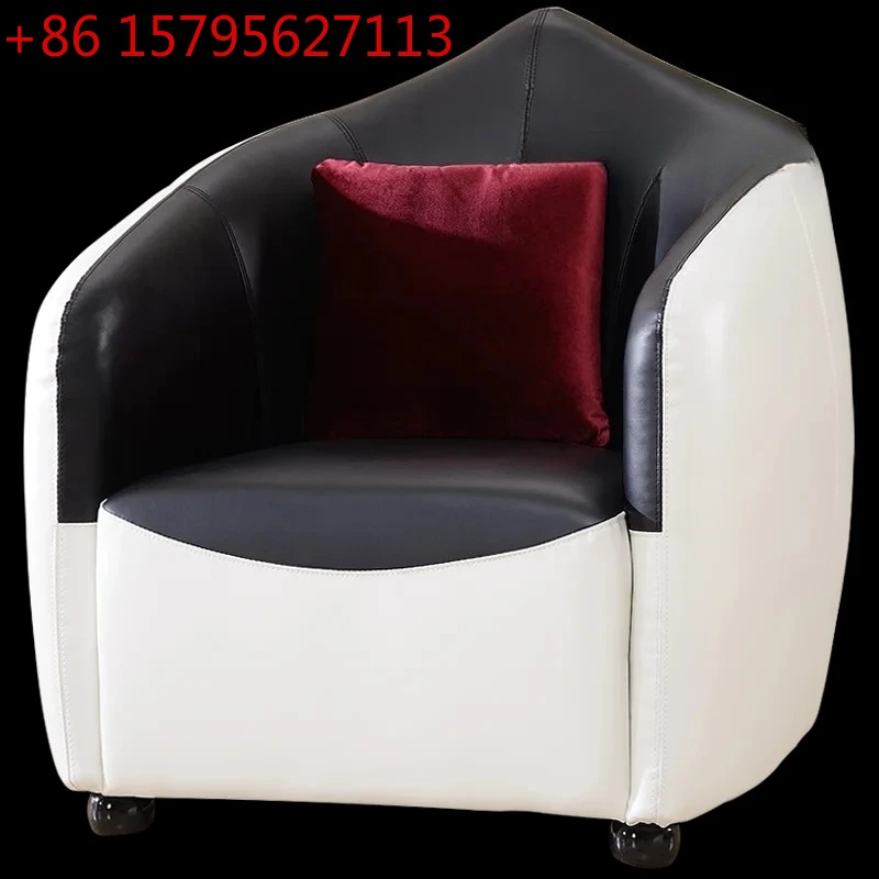 

Модный индивидуальный кожаный диван, простой креативный черно-белый изогнутый одиночный стул для переговоров, стул для отдыха и приема, офис