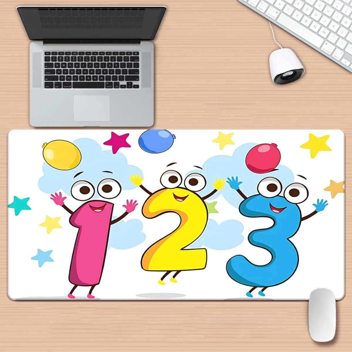 Metal Decor XXL Math Number 1-10 Mouse Pad Non-Slip Rubber Base Color Coded Educational Desk Mat For Gaming Office Counting Prac