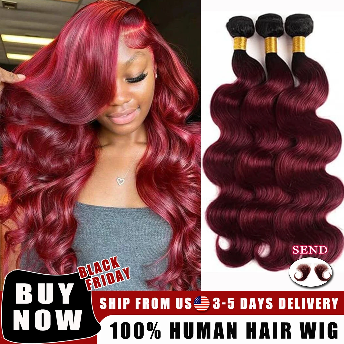 

99J Объемная волна Пучки человеческих волос 100% Пучки человеческих волос Бордовый красный цвет Необработанные бразильские человеческие волосы для наращивания для женщин