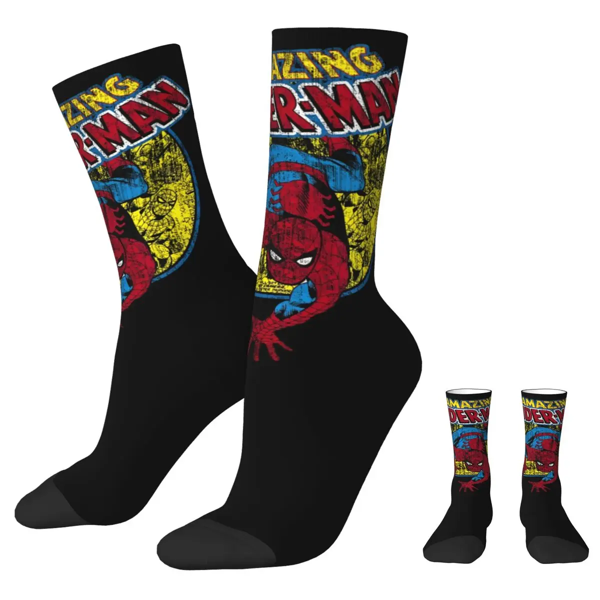 Comics Spider-Man Amazing Sock Funny Male Men Socks Harajuku Comic Book Crawl Sport Women Socks Spring Autumn Winter