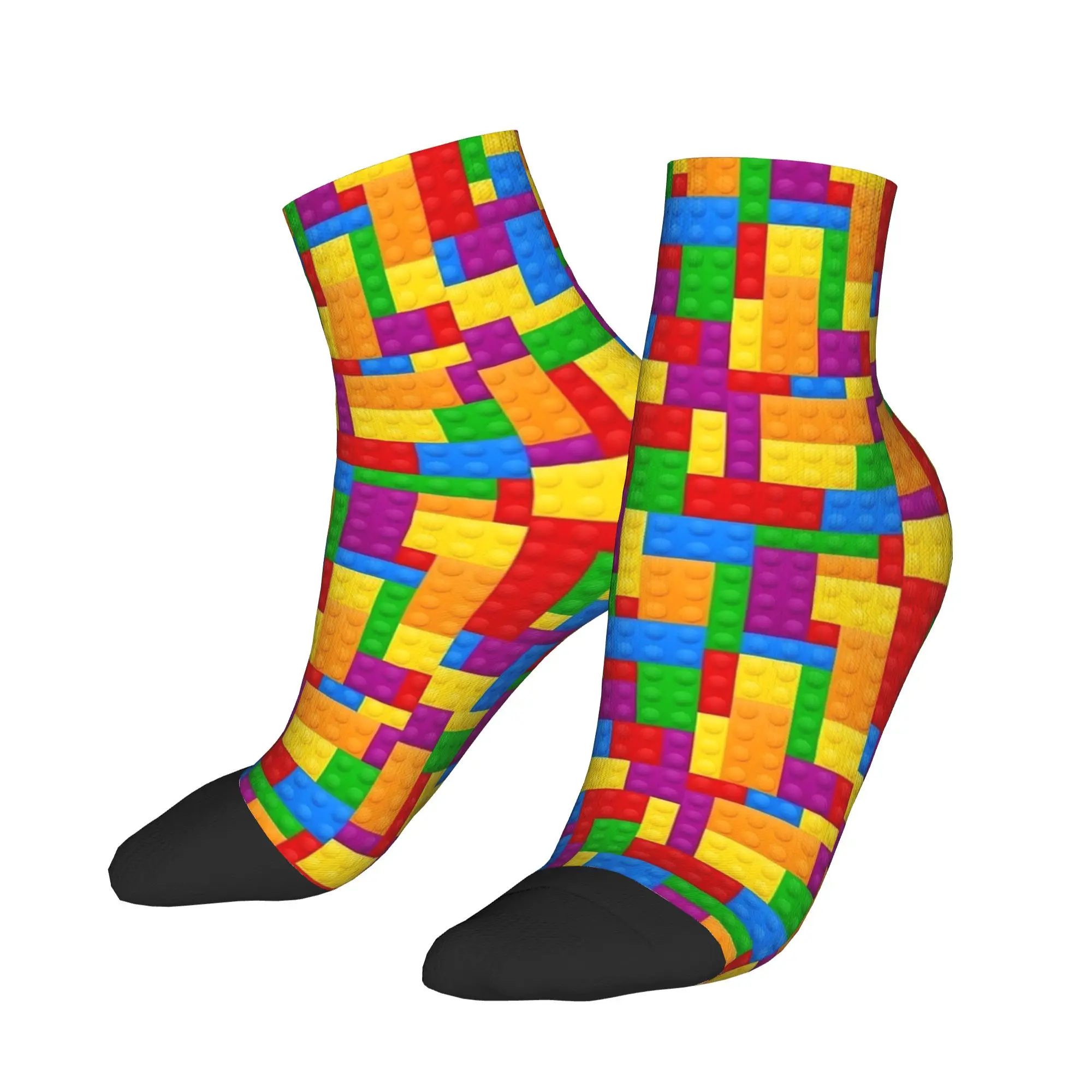Ankle Socks For Men Building Blocks Pattern Art Casual Socks  Graphic Non Slip Breathable Summer Leisure Climbing Sock