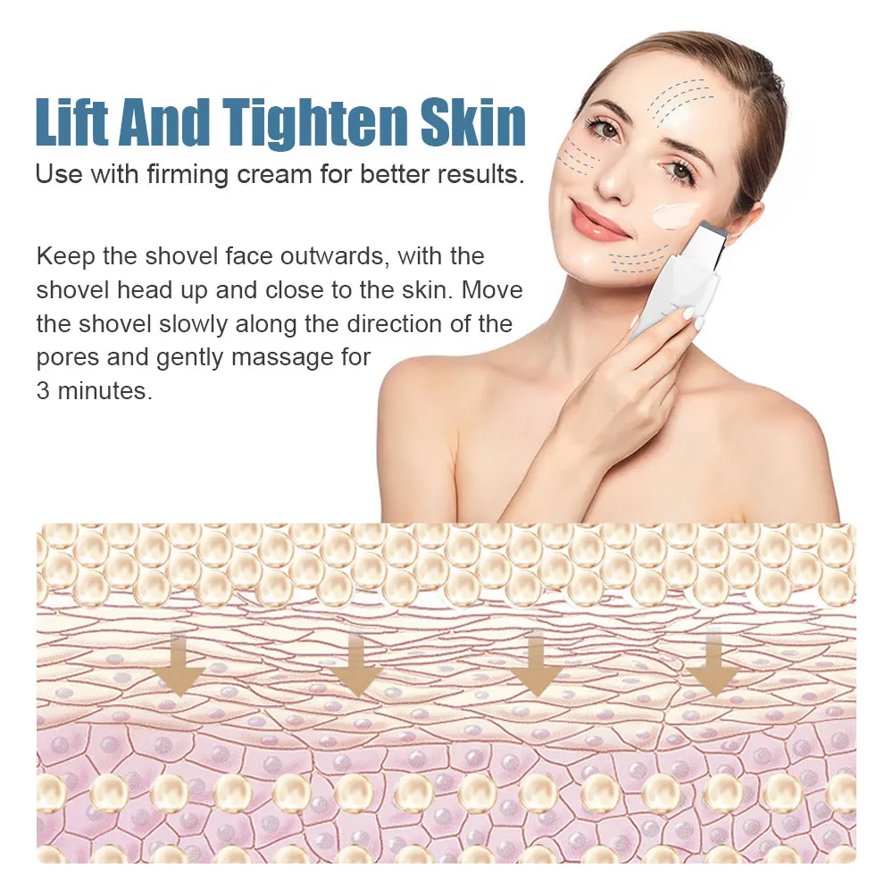 Ultrasonic Skin Scrubber Deep Face Cleaning Machine Remove Dirt Blackhead Reduce Spots And Wrinkles Facial Whitening Lifting