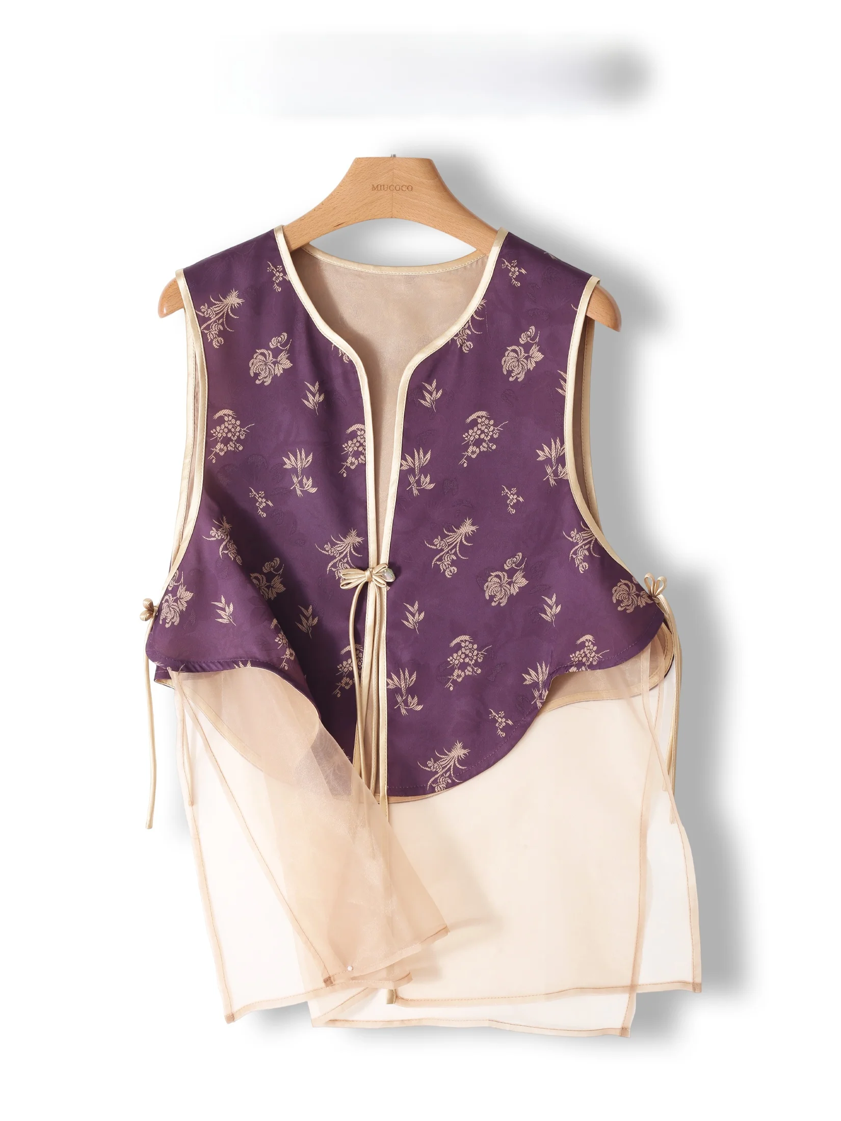 

Style Silk Satin Vest Women's Patchwork Floral Embroidery Light Luxury Acetate New Chinese Style Top Trendy Outerwear