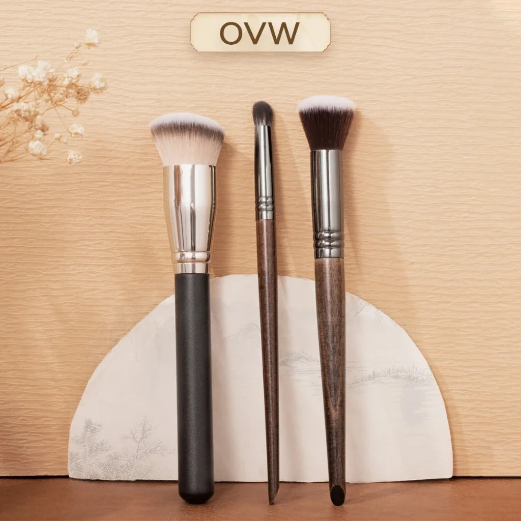 OVW-Juego de brochas de Maquillaje, 3 uds., recomendado, brocha para base, brocha para cutis, crema, sombra de ojos, brochas maquillaje