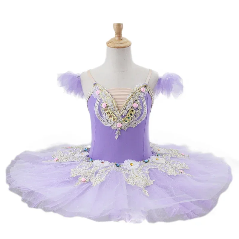 

2023 Flower Professional Ballet Tutu White Swan Lake Platter Tutu Romantic Ballerina Party Dance Costume Balett Dress Girl Women