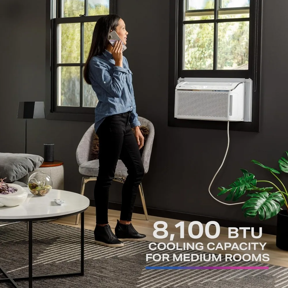 Ultra Stille Raam Airconditioner 8,200 Btu, Wifi Ingeschakeld, Ideaal Voor Middelgrote Kamers, Eenvoudige Installatie