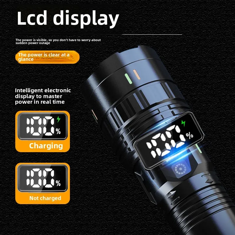 Display zoom telescopico con striscia fluorescente grande torcia laser bianca con quattro livelli di luce forte multi esterno a lungo raggio