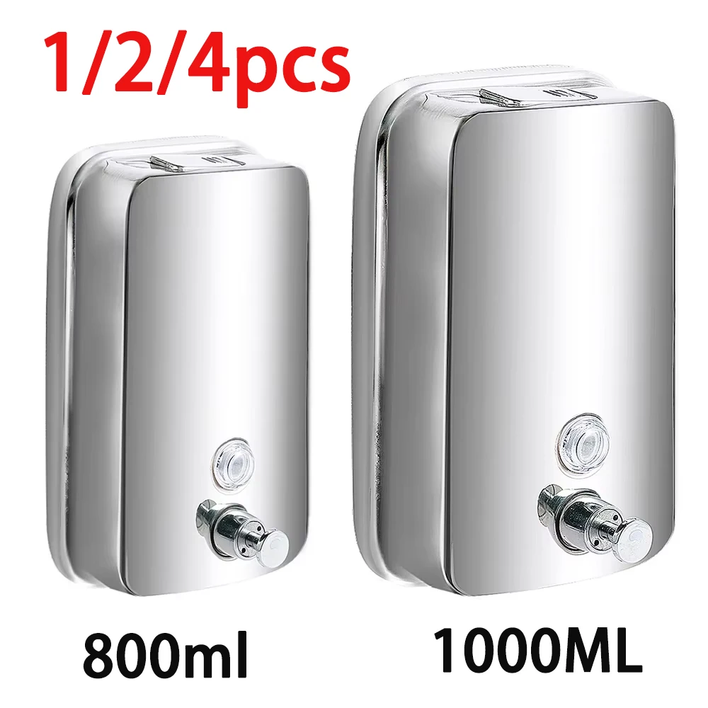 800ML/1000ML Soap Dispenser Stainless Steel Wall Mount Bathroom Liquid Soap Detergent Shower Gel Storage Bottle Toilet Kitchen