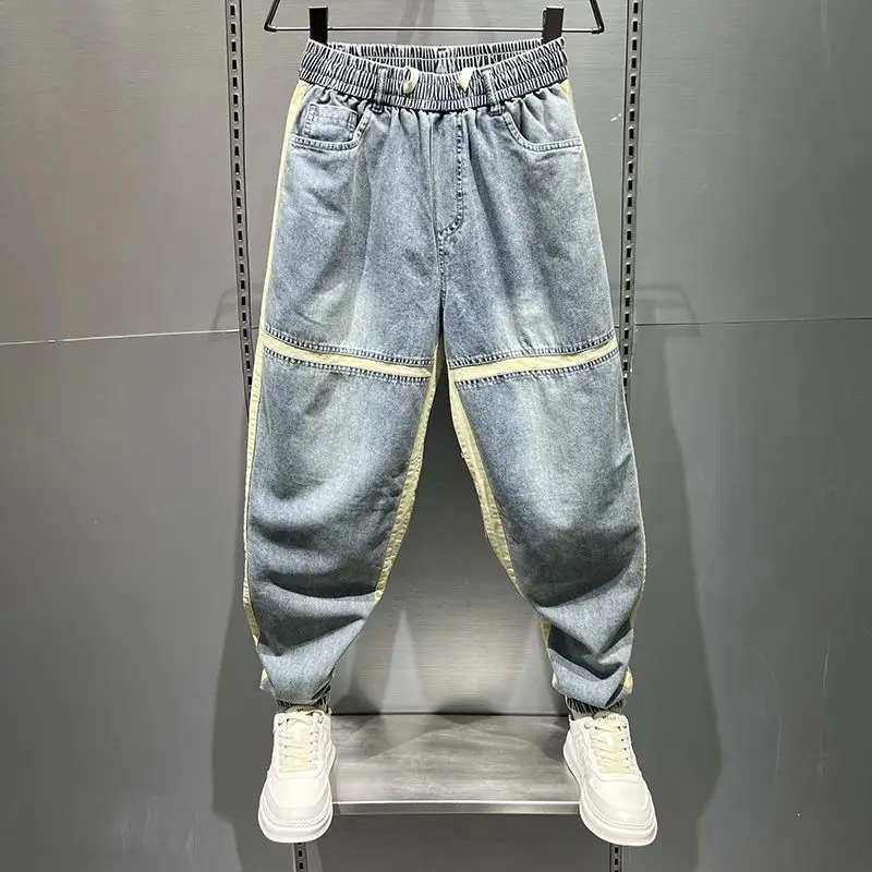 

Summer Trend Thin Striped Leggings for Young Men Loose Fitting Harun Casual and Cool Jeans