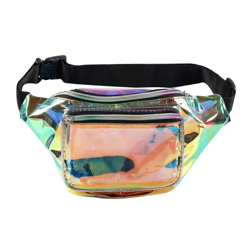 

Personality Dazzling Laser Waist Bag Fashion PVC Sports Storage Bag Chest Bags Waterproof Holographic Travel Cycling Fanny Pack