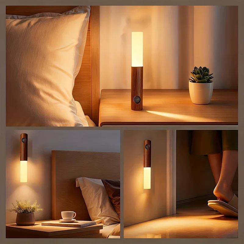 USB Rechargeable Magnetic LED Night Lamp Motion Sensor Atmosphere Induction Light Indoor Stairs Corridor Living Bedroom Closet
