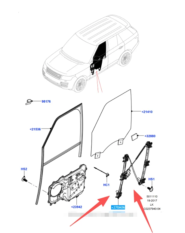LR078163 LR153949 LR034279 LR057336 FRONT RIGHT DRIVERS SIDE WINDOW REGULATOR FOR LAND ROVER RANGE ROVER VOGUE L405 2012-2021