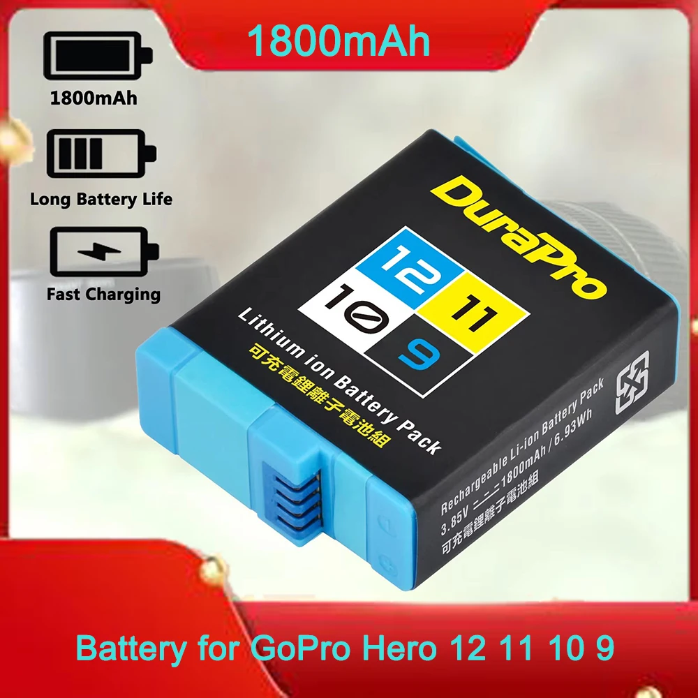 1/2/10x Battery For GoPro Hero 12 11 10 9 Motion Camera 1800mAh Bateria For GoPro Hero Rechargeable Batteries Accessories
