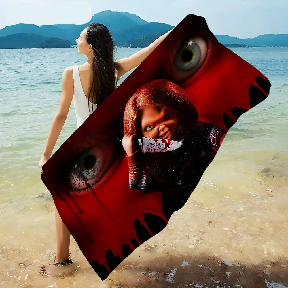 Classic Chucky Horror Movie Anime Beach Swimming Towel Soft Absorbent Washcloth Children's Gifts For Kids Travel Camping Gym