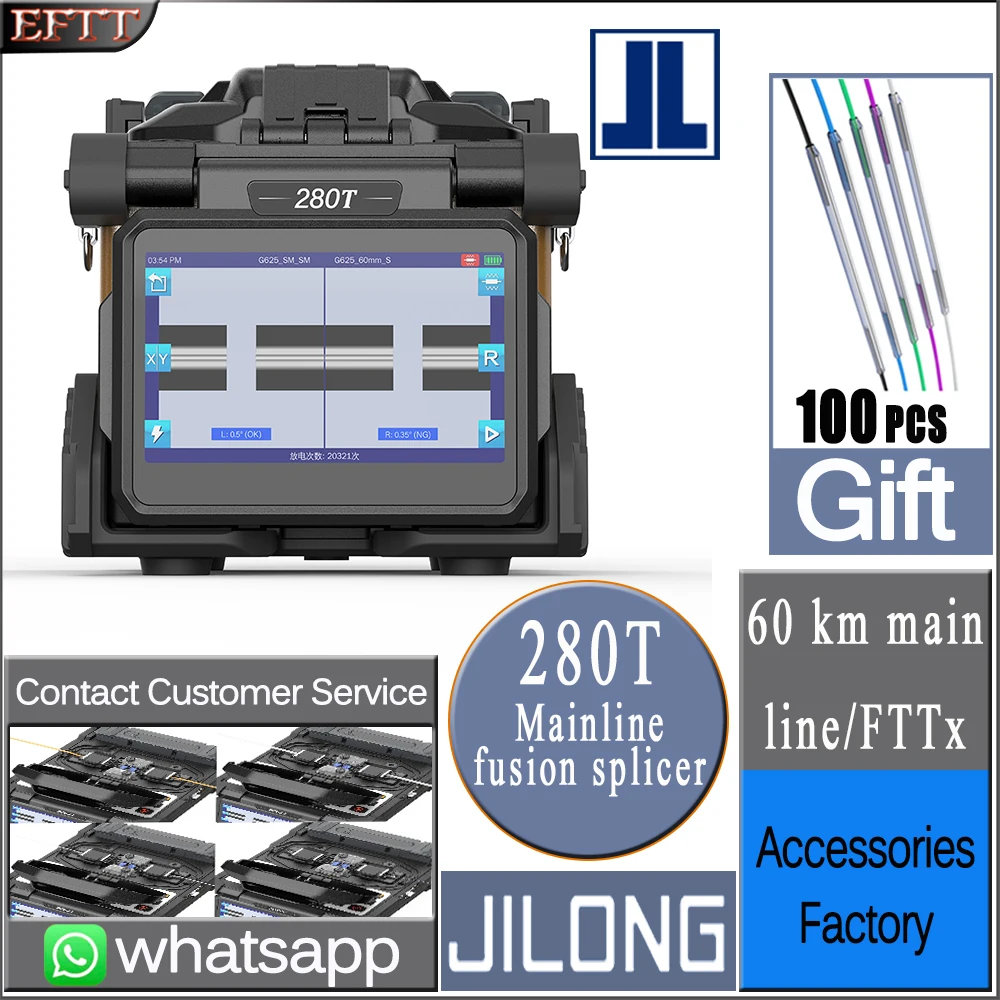 JILONG KL-280T Automatic All-Rounder Middle Trunk Line Fiber Optical Fusion Splicer FTTH 4 Motors Welder Splicing Tool Kit
