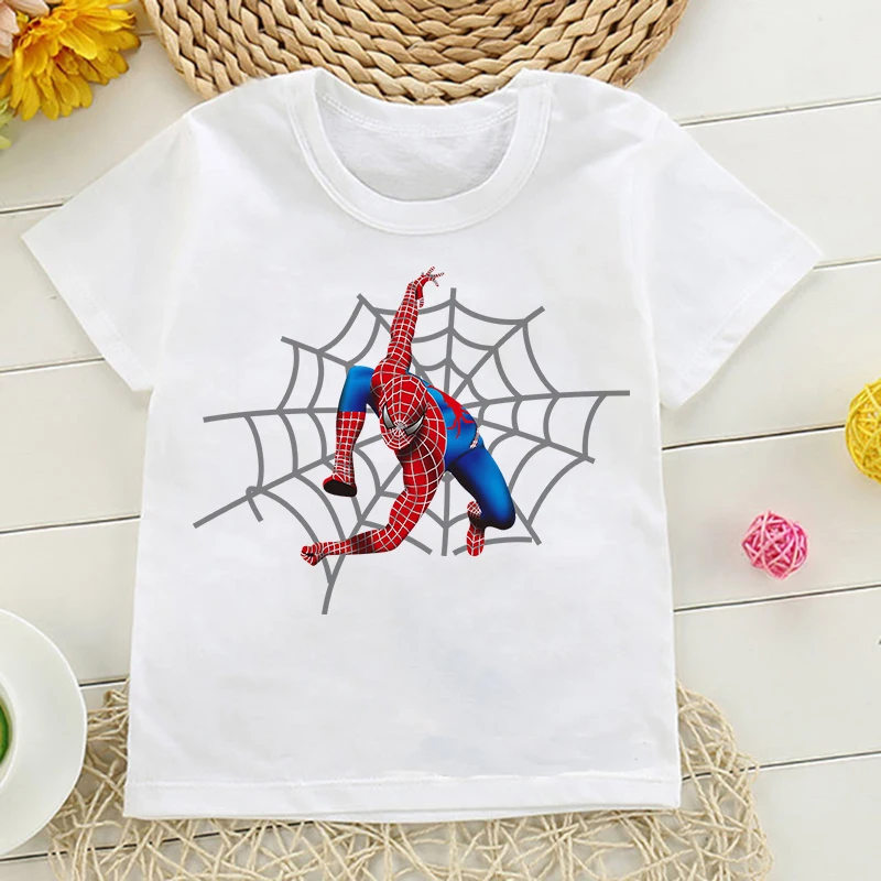 Cartoon Super Hero Spiderman T Shirt Children Kids T Shirt Boys Girls Baby Harajuku Fashion Graphic T-shirt Tshirt Tops