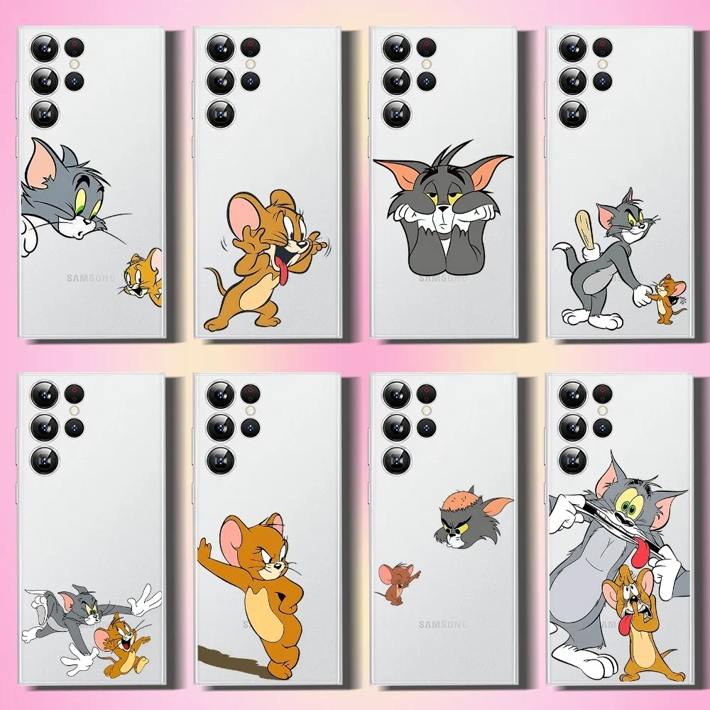 Movie Funny T-Tom And J-jerry Phone Case For Samsung Galaxy A52A12A51 S21 Edge S22ULTRA S23 S20LITE Plus Ultra Transparent Cover