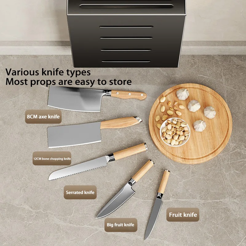 Wall-mounted Kitchen Knives Storage Rack Household Punch-free Hollow Drainer Knife Holder Tableware Organizer Kitchen Organizer