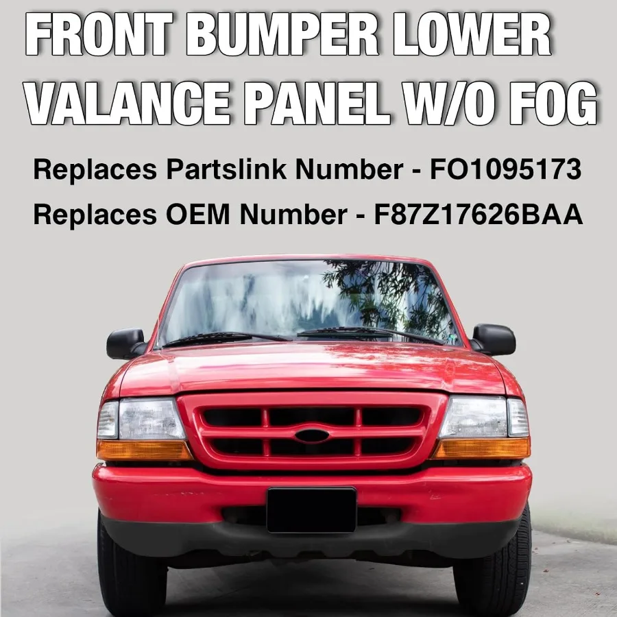349-18135-10 4Wd Front Bumper Lower Valance Panel W/O Fog Compatible With 1998-2000 Ford Ranger FO1095173 for Off-Road Vehicles