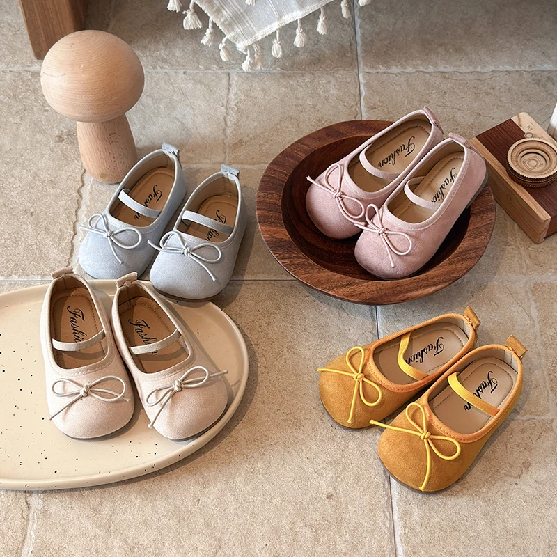 Girls Bowknot Flat Mary Jane Shoes 2026 New Kids Princess Leather Dress Shoes Lightweight Casual School Students 3-14 Years