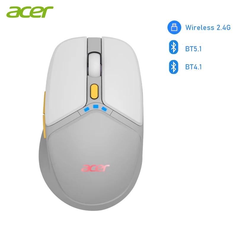 Acer Mouse 2.4G Wireless Bluetooth 5.1 Rechargeable Ergonomic Silent Home Office Mouse For Desktop Computers Laptop Tablet PC