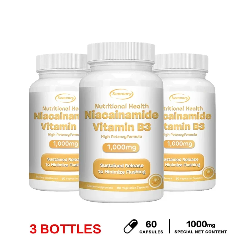 Niacinamide Vitamin B3 Capsules - Supports Skin Cell Health, Whitens Skin, Promotes Brain Function, and Enhances Energy