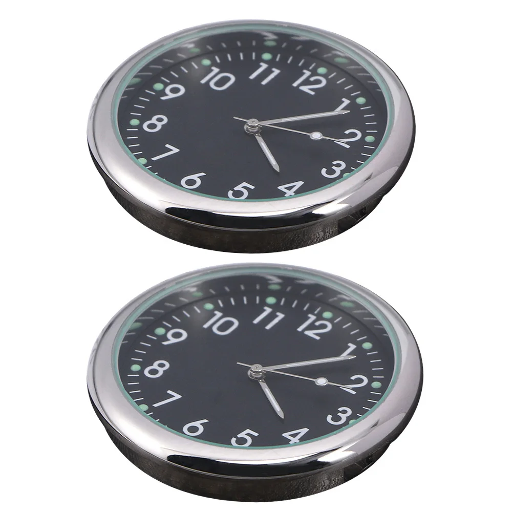 

2Pcs Luminous Adhesive Clock for Car Dashboard Quartz Movement Clock Small Decorative Timepiece for Night Visibility