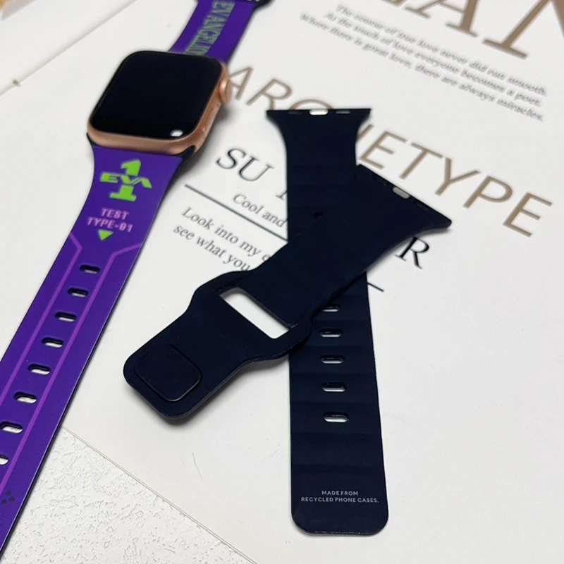 Neues Neon Genesis Evangelion Silikon-Uhrenarmband für Apple Watch Ersatz-Sportarmband IWatch Cartoon NERV Bedrucktes Uhrenband – Detail 11