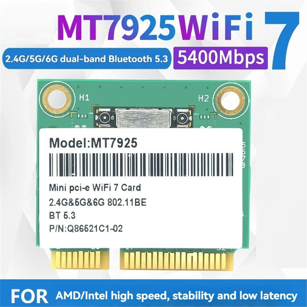 

*A96ZZ MT7925 Сетевая карта Wi-Fi 7, 5400 Мбит/с, Bluetooth 5,3, трехдиапазонный, 2,4G, 5 ГГц, 6 ГГц, 802.11BE, беспроводная карта MINI PCIE
